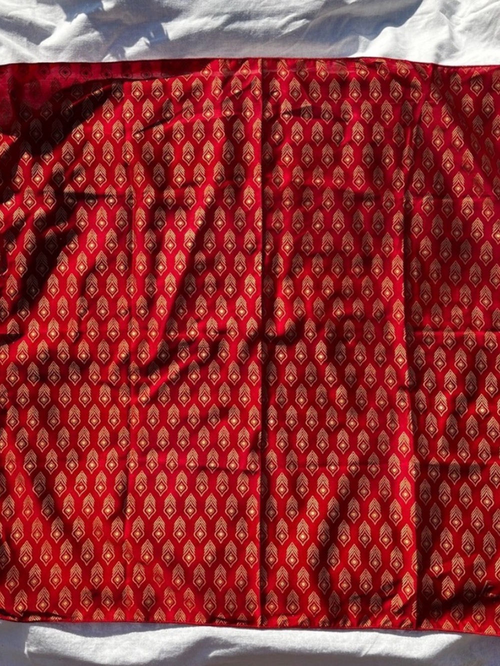 Red Geometric Silk Bandana Scarf